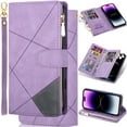 thumbnail image 1 of for Samsung Galaxy S21+/S21 Plus Matte Suede Leather Phone Case Wallet Handbag, Patchwork Folio Flip Cover Kickstand Zipper Pocket Pouch, 2 Layered Card Holder Slot, Magnetic Buckle, Wrist Rope, 1 of 8