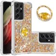 thumbnail image 1 of Samsung Galaxy S21 Ultra 5G 6.8" Case,Creativity Clear Quicksand Glitter Flowing Liquid Floating Soft TPU Case w/Stand Bling Diamond Sparkle Phone Cover for Galaxy S21 Ultra  Colorful Gold, 1 of 14