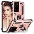 thumbnail image 1 of Samsung Galaxy S21 Ultra 5G Case, Dteck Hybrid Rugged Shockproof Case with 360 Degree Rotation Ring Holder Finger Kickstand for Samsung Galaxy S21 Ultra,Rosegold, 1 of 5