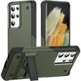 thumbnail image 1 of Samsung Galaxy S21 Ultra 5G Case Military Shockproof Kickstand Cell Phone Cover Protective with Upgrade Hard PC & Premium Soft TPU Kickstand for Galaxy S21 Ultra 6.8 inch Green, 1 of 7