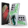 thumbnail image 1 of Samsung Galaxy S21 Ultra 5G Phone Case, Rosebono Hybrid Bling Glitter Sparkle Epoxy Graphic Marble Colorful Silicone Skin Cover Armor Case for Samsung Galaxy S21 Ultra 5G (Green), 1 of 6