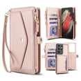 thumbnail image 1 of For Samsung Galaxy S21 Ultra 5G RFID Blocking Multi functional 2-in-1 Soft PU Leather Wallet Case Magnetic Flip Cover Multi-Card Slots Zipper Pocket With Detachable Shoulder Strap And Wrist Strap, 1 of 8