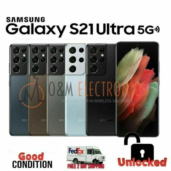 Pre-Owned Samsung Galaxy S21 Ultra 5G SM-G998U1 128GB Blue (US Model) - Factory Unlocked Cell Phone