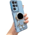 thumbnail image 1 of Samsung Galaxy S21 Ultra 5g 6.8" 6D Plating Cute Astronaut Hidden Kickstand Phone Case Luxury Cute Heart Pattren Camera Protection Cover Soft Silicone Shockproof Stand Holder Bumper (Blue), 1 of 10