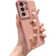 thumbnail image 1 of Samsung Galaxy S21 Ultra 5g 6.8" Phone Case with Heart Bracelet Strap Luxury Plating Cute Love Hearts Cover with Hearts Hand Chain for Women Full Camera Protection Shockproof Bumper (Pink), 1 of 9
