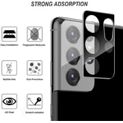 For Samsung Galaxy S21 Ultra (6.8") Camera Lens Protector HD Clear Tempered Glass Back Camera Protector, Case Friendly, Easy Installation Cover [Black]