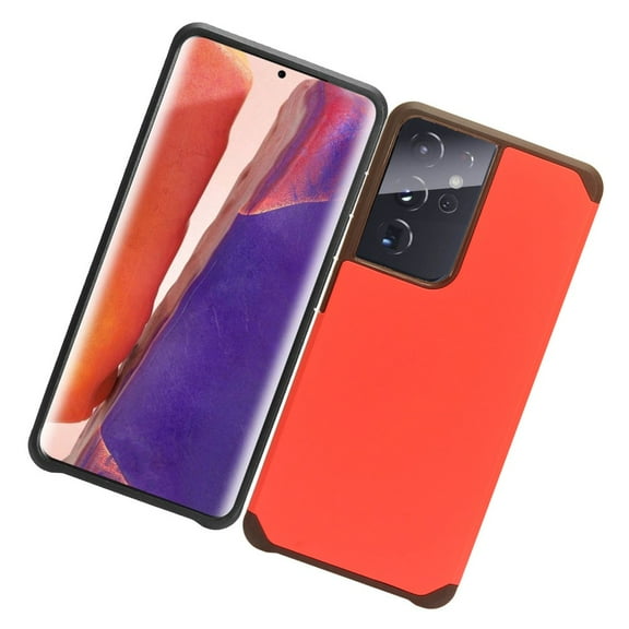 Samsung Galaxy S21 Ultra (6.8") Phone Case Slim Thin Rubberized Hybrid Dual Layer Hard PC TPU Armor Shockproof Cover for Galaxy S21 Ultra ,by Xcell - Red