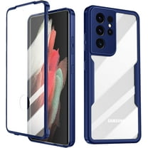 for Samsung Galaxy S21 Ultra Case, 360 Full Body Rugged Case with Built-in Screen Protector Transparent Heavy Duty Shockproof [Military-Grade Protection] Bumper Cover for Women Men (Blue)