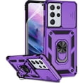 thumbnail image 1 of for Samsung Galaxy S21 Ultra Case with Camera Lens Cover HD Screen Protector, Military-Grade Drop Tested Magnetic Ring Holder Kickstand Protective Phone Case for Samsung Galaxy S21 Ultra 5G (Purple), 1 of 17