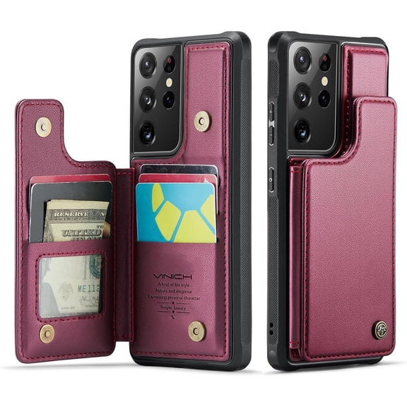 for Samsung Galaxy S21 Ultra Case with Card Holder, for Samsung S21 Ultra Wallet Case for Women Men with RFID Blocking, Kickstand Shockproof Case for Galaxy S21 Ultra 5G,Black