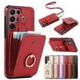 thumbnail image 1 of for Samsung Galaxy S21 Ultra Case, Elegant Minimalist Wallet Case with Ring Kickstand and Shoulder Strap, Shockproof Stylish Protective Durable PU Leather Cover for Samsung Galaxy S21 Ultra, Red, 1 of 8