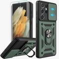 thumbnail image 1 of for Samsung Galaxy S21 Ultra Case with Flexible TPU Screen Protector 2 Pcs, Slide Camera Lens Cover with Kickstand Protective Case for Galaxy S21 Ultra 5G-Dark Green, 1 of 12