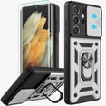 thumbnail image 1 of for Samsung Galaxy S21 Ultra Case with Flexible TPU Screen Protector 2 Pcs, Slide Camera Lens Cover with Kickstand Protective Case for Galaxy S21 Ultra 5G-Silver, 1 of 12