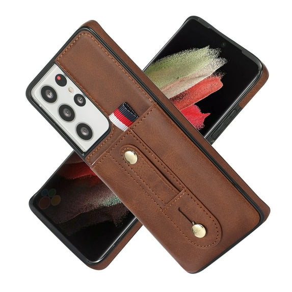 for Samsung Galaxy S21 Ultra Case, Lightweight Premium PU Leather Galaxy S21 Ultra Wallet Case with Card Holders Protective Case for Samsung Galaxy S21 Ultra Adjustable Stand,Brown