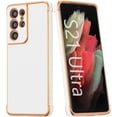 thumbnail image 1 of for Samsung Galaxy S21 Ultra Case Luxury Plating Case Cover Slim Lightweight Glossy Bling Phone Case Soft TPU Shockproof Bumper Case Electroplated Case,White, 1 of 12
