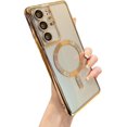 thumbnail image 1 of for Samsung Galaxy S21 Ultra Case Magnetic Clear with Camera Lens Protector Full Protection MagSafe Electroplated Silicone Slim Fit Shockproof Protective Phone Case 6.8 Inch - Gold, 1 of 13