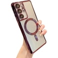 thumbnail image 1 of for Samsung Galaxy S21 Ultra Case Magnetic Clear with Camera Lens Protector Full Protection MagSafe Electroplated Silicone Slim Fit Shockproof Protective Phone Case 6.8 Inch - Purple, 1 of 13