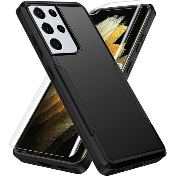 for Samsung Galaxy S21 Ultra Case, S21 Ultra Case with Screen Protector,[Military Grade Drop Tested] Heavy-Duty Tough Rugged Shockproof Protective Phone Case for Galaxy S21 Ultra 6.8 inch (Black)
