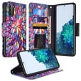 thumbnail image 1 of Samsung Galaxy S21 Ultra Case, Wrist Strap Leather Wallet Case [Kickstand] with ID & Card Slots - Rainbow Flower, 1 of 6