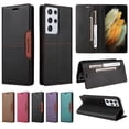 thumbnail image 1 of For Samsung Galaxy S21 Ultra Flip Wallet Case,[RFID Blocking]PU Leather Magnetic Folio Cover,With Card Slots,Flip Folding Kickstand,Shockproof TPU Anti-fall Rugged Phone Case Cover,Black, 1 of 9