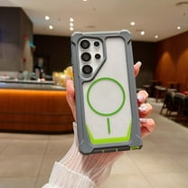 for Samsung Galaxy S21 Ultra Magnetic Case, Clear Transparent Slim Shockproof Cell Phone Cover, Compatible with Mag-Safe, Raised Bumper Frame Protection Drop Proof Tough Protective Case, Graygreen