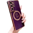 thumbnail image 1 of for Samsung Galaxy S21 Ultra Magnetic Phone Case Compatible with MagSafe Cute Rose Flower Case for Women Luxury Plating Camera Lens Protect Soft Silicone Cover for S21 Ultra 6.8" (Deep Purple), 1 of 11