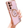 thumbnail image 1 of for Samsung Galaxy S21 Ultra Magnetic Phone Case Compatible with MagSafe Cute Rose Flower Case for Women Luxury Plating Camera Lens Protect Soft Silicone Cover for S21 Ultra 6.8" (Purple), 1 of 11