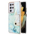thumbnail image 1 of For Samsung Galaxy S21 Ultra Marble Patterned Case with Card Holder, Back Folio Kickstand PU Leather + Soft Crystal Bumper Edge, Magnetic Clasp Back Cover For Samsung Galaxy S21 Ultra,Green, 1 of 6