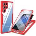 thumbnail image 1 of for Samsung Galaxy S21 Ultra (Not S21) Clear Case with Screen Protector, Slim Shockproof Soft TPU Bumper Full Body Protection Phone Cover Case for Samsung Galaxy S21 Ultra 5G QC Red, 1 of 8