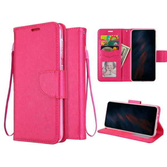 Samsung Galaxy S21 Ultra Phone Case, Strong Protective Kickstand Wallet Compartments Multi-Function for Samsung Galaxy S21 Ultra 5G Phone Case Pink