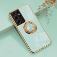 thumbnail image 1 of for Samsung Galaxy S21 Ultra Ring Holder Case Shiny Plating Rose Gold Edge 360 Degree Rotation Kickstand for Women Girls Slim Soft Flexible TPU Protective Cover Case, 6.8 Inch, Teal, 1 of 7