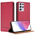 thumbnail image 1 of for Samsung Galaxy S21 Ultra Slim Case with Card Holder, Premium PU Leather Wallet Case with Flip Card Slots Kickstand & Magnetic Closure for Samsung Galaxy S21 Ultra, Red, 1 of 6