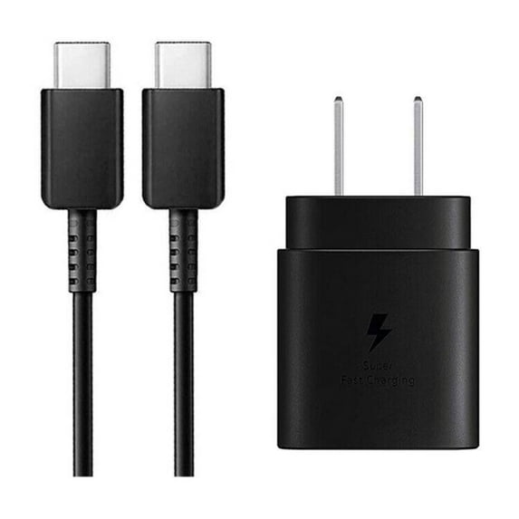 Samsung Galaxy S21 Ultra USB-C Super Fast Charging 25W PD Wall Charger with Type-C USB Cable - Black