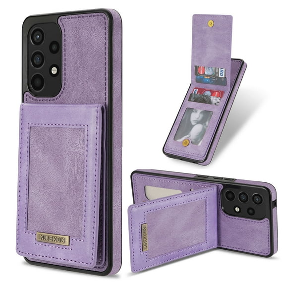 for Samsung Galaxy S21 Ultra Wallet Case with Card Holder, Faux Leather Kickstand Card Slots Case, RFID Blocking Magnetic Shockproof Protective Slim Back Flip Phone Case for S21 Ultra 6.8",Purple