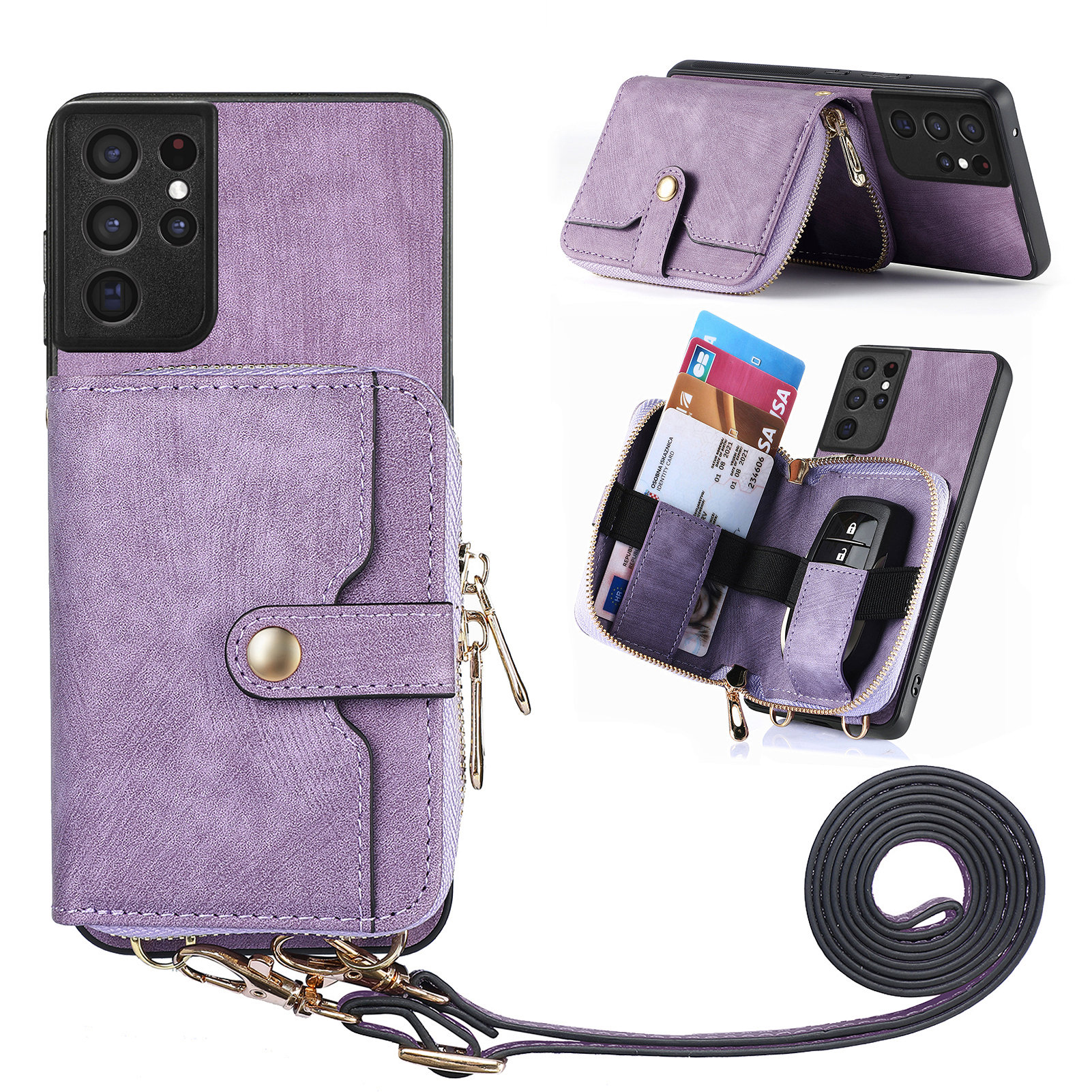 for Samsung Galaxy S21 Ultra Wallet Case, Crossbody Phone Purse with