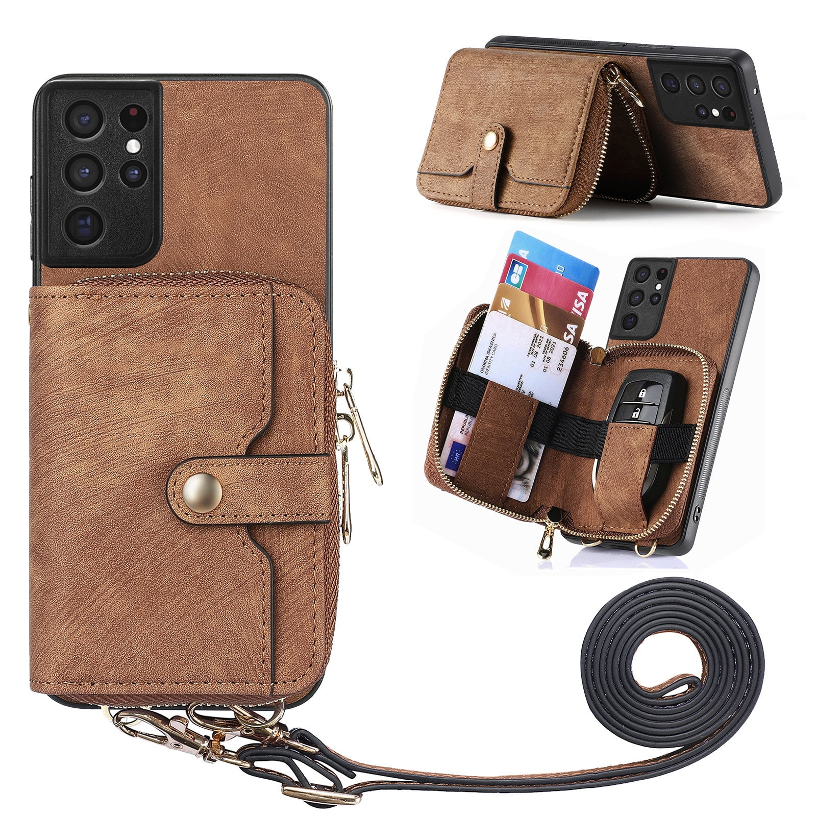 for Samsung Galaxy S21 Ultra Wallet Case, Crossbody Phone Purse with