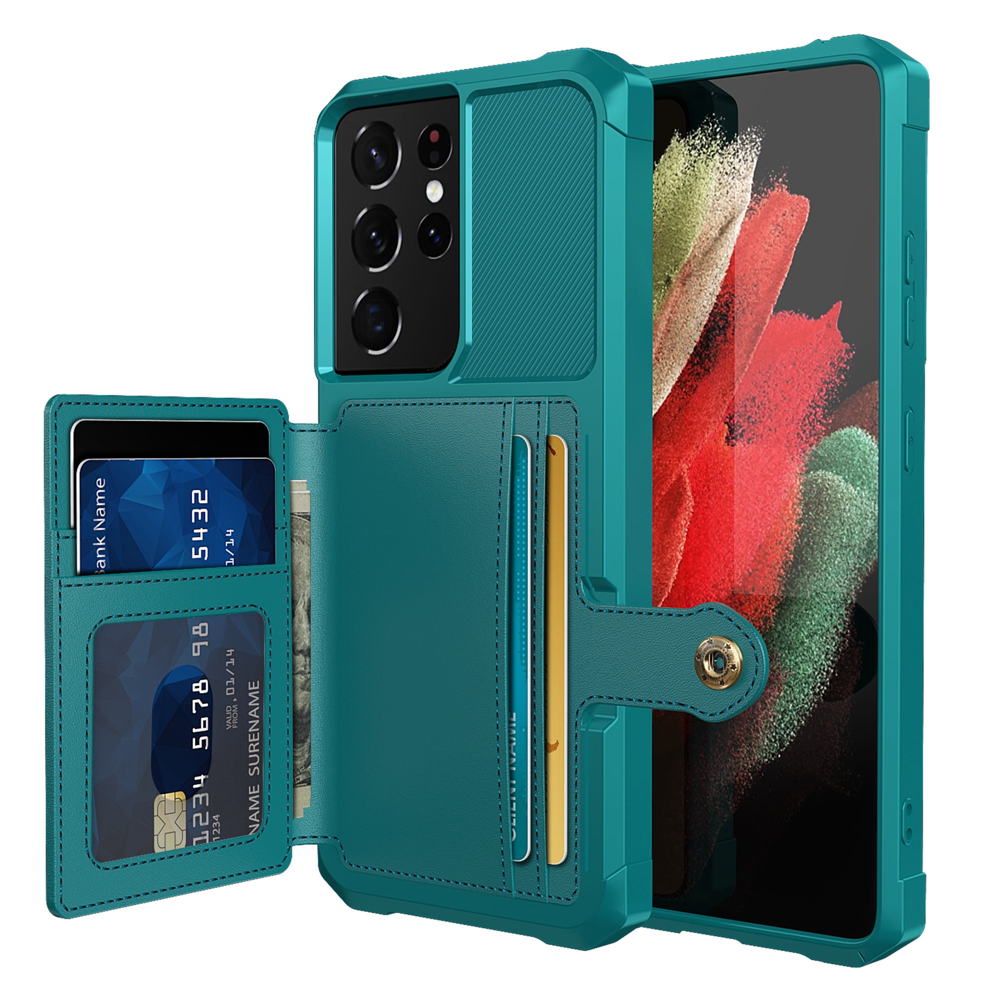 Samsung Galaxy S21 Ultra Wallet Case, Dteck Heavy Duty Hard