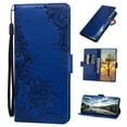 thumbnail image 1 of for Samsung Galaxy S21 Ultra Wallet Case, with Strap [Flower Embossed] Premium PU Leather Wallet Flip Protective Phone Case Cover with Card Slots and Stand for Samsung Galaxy S21 Ultra,Darkblue, 1 of 5