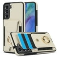 thumbnail image 1 of For Samsung Galaxy S21 Wallet Case with Card Holder, 360°Rotation Ring Holder Kickstand, 4 Card Slots PU Leather Case, RFID Blocking Magnetic Clasp Protective Cover,Apricot, 1 of 16