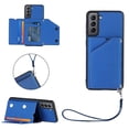 thumbnail image 1 of for Samsung Galaxy S21 Wallet Case with Card Holder, for Samsung Galaxy S21 Case with RFID Blocking Card Slots, Double Magnetic Clasp Durable Shockproof Kickstand Detachable Wrist Strap Cover,Blue, 1 of 6