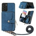 thumbnail image 1 of for Samsung Galaxy S21 Wallet Case, Crossbody Phone Purse with Card Holder for Women, Zipper PU Leather Carrying Cover Gift with Shoulder Strap Kickstand Anti-drop for S21 - Blue, 1 of 10