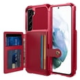 thumbnail image 1 of Samsung Galaxy S21 Wallet Case, Dteck Heavy Duty Hard Silicone Shockproof Case Magnetic Flip Leather Card Holder Protective Cover For Samsung Galaxy S21 6.2 inch, Red, 1 of 8