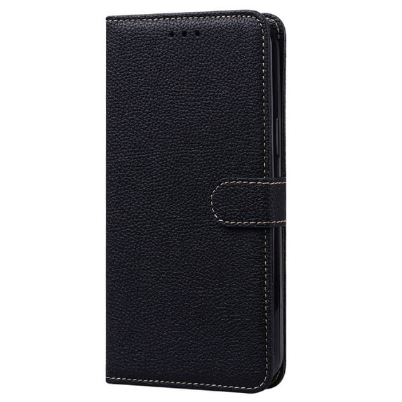 for Samsung Galaxy S21 Wallet Case, PU Leather Litchi Texture Flip Case with Kickstand Magnetic Card Slots Wrist Strap for Samsung Galaxy S21 6.2 Inch,Black