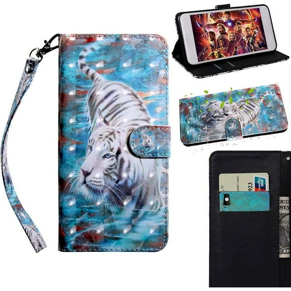 Samsung Galaxy S21 Wallet Case for Women, Premium PU Leather Prints Flip Cute Cover with Card Holder & Kickstand Feature Phone Case for Samsung Galaxy S21 Tiger