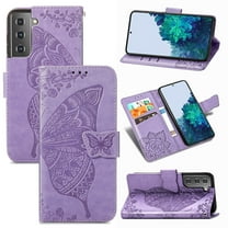 Samsung Galaxy S22 5G Case, Dteck PU Leather Butterfly Embossed Design Phone Case Flip Notebook Wallet Card Slot Holder Magnetic Stand Cover for Samsung Galaxy S22 5G, Lightpurple