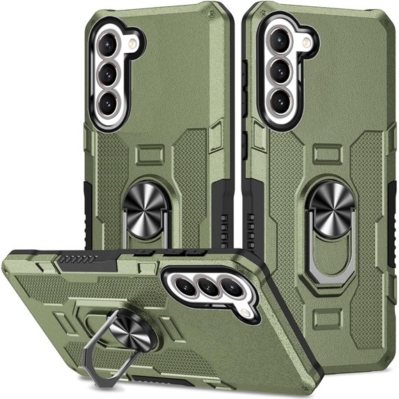 for Samsung Galaxy S22 5G Case with Metal Ring Kickstand for Women & Men, Heavy-Duty Protection Shockproof Bumper Cover Case for Samsung Galaxy S22 5G TY Green