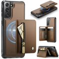 thumbnail image 1 of For Samsung Galaxy S22+ 5G Phone Case Compatible With MagSafe 2 In 1 Wallet With Card Holder,PU Leather Case,RFID Blocking Ring Holder Kickstand Magnetic Protective Women Men Cover,Brown, 1 of 8