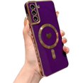 thumbnail image 1 of Samsung Galaxy S22 5g Magnetic Phone Case [Compatible with MagSafe],Luxury Plating Cute Love Heart Pattren Soft Silicone Electroplated Slim Shockproof Protective Cover for S22 6.1” (Purple), 1 of 10