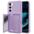 thumbnail image 1 of for Samsung Galaxy S22 Back Case with Credit Card Holder & Hidden Mirror, Two Layer Shockproof Heavy Duty Protection Cover Protective Anti-Scratch Silicone Hard PC Case - Lightpurple, 1 of 6
