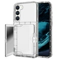 thumbnail image 1 of for Samsung Galaxy S22 Back Case with Credit Card Holder & Hidden Mirror, Two Layer Shockproof Heavy Duty Protection Cover Protective Anti-Scratch Silicone Hard PC Case - Clear, 1 of 6